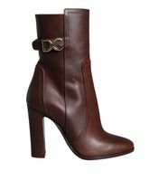 Dolce & Gabbana Brown Leather Heels Mid Calf Boots Shoes -   -  Dolce & Gabbana.